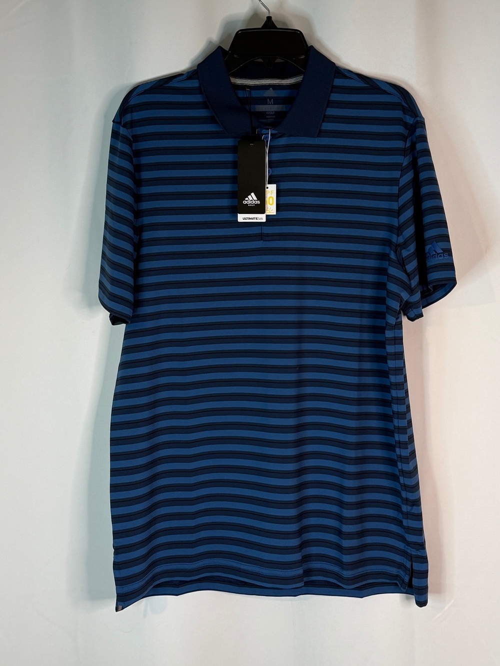 Adidas Golf Ultimate Men's Navy and Royal Blue Striped Polo
